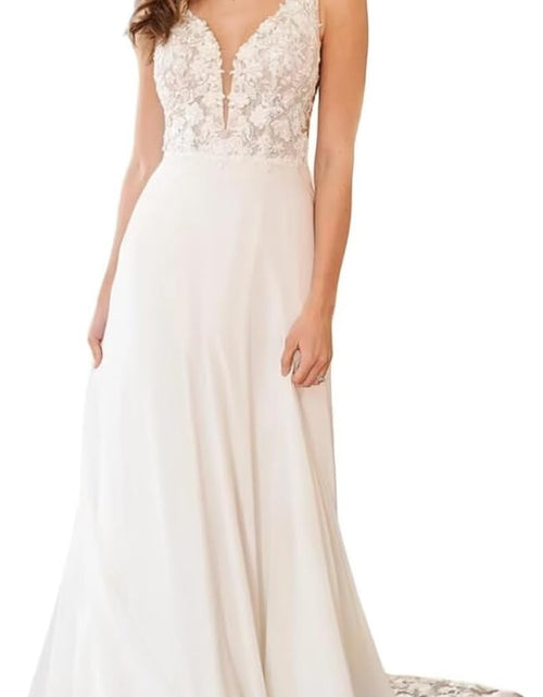 Load image into Gallery viewer, Lace Beach Wedding Dresses for Bride 2022 with Sleeves Long Train Boho Split Sheer Beach Bridal Gowns for Women
