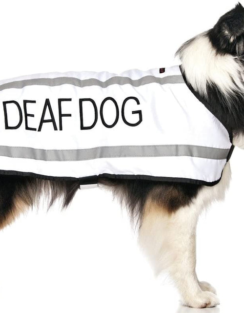 Load image into Gallery viewer, Deaf Dog White Warm Dog Coats S M M L L XL Waterproof Reflective Fleece Lined Prevents Accidents by Warning Others of Your Dog in Advance (M-L Back 17" (43Cm)
