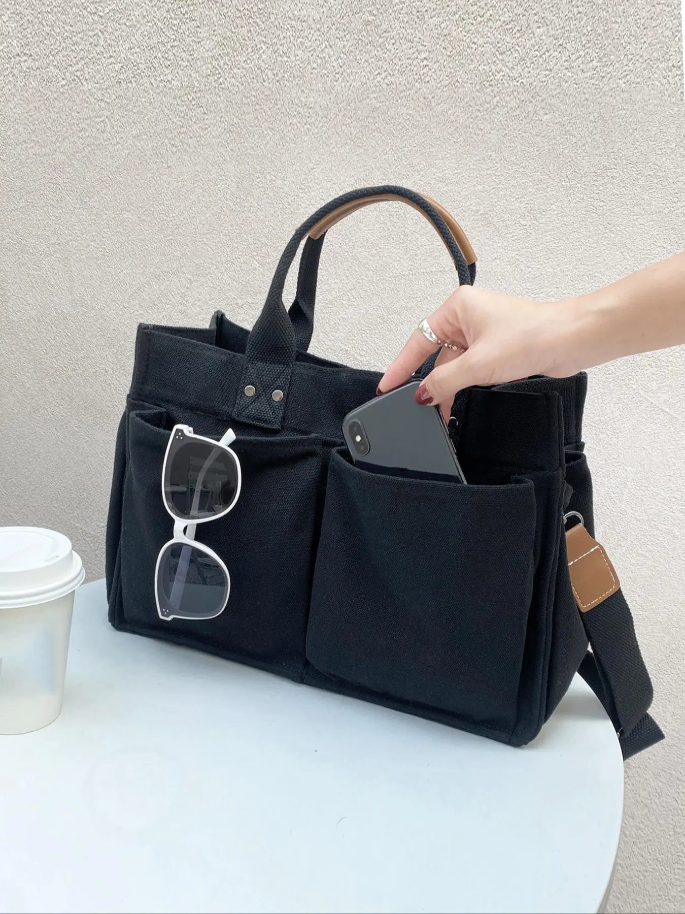 Large Capacity with Removable Bottom Canvas Tote Bag
